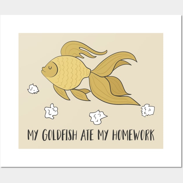 My Goldfish Ate My Homework, Funny Pet Wall Art by Dreamy Panda Designs